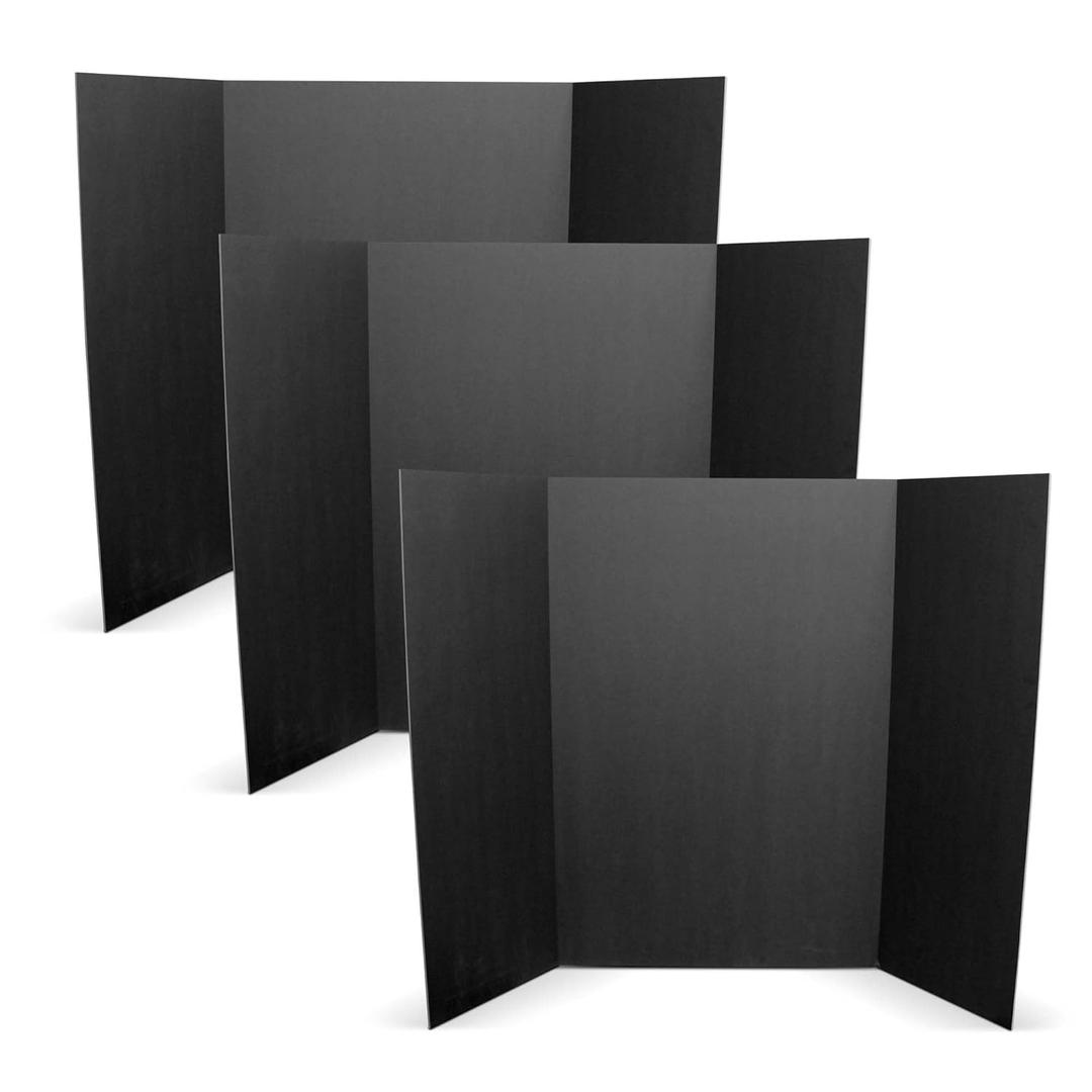 Flipside Products 36 x 48 Foam Project Boards for Presentations, Science Fair, School Projects, Event Displays and Trifold Picture Board - Total Black 3/16'' Thick - 3 Pack