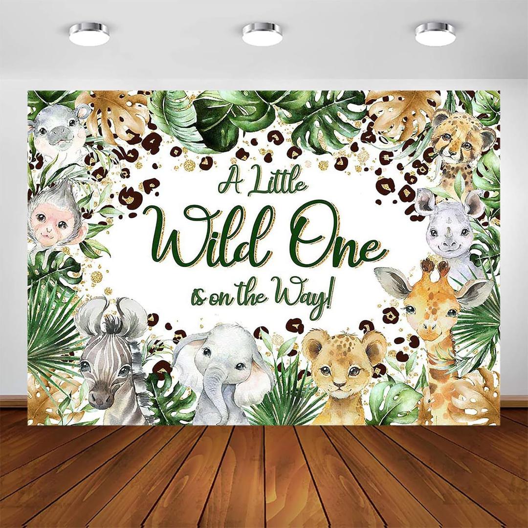 Avezano Safari Baby Shower Backdrop - Little Wild One is On The Way Jungle Safari Party Decorations Woodland Theme Photography Background Cake Table Banner (7x5ft) Avezano Safari Baby Shower Backdrop - Little Wild One is On The Way Jungle Safari Party Decorations Woodland Theme Photography Background Cake Table Banner (7x5ft)