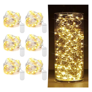 6 Pack Fairy Lights Battery Operated 7ft 20 LED Mini String Lights Twinkle Lights Silver Wire Firefly Starry Moon Lights for Mason Jars Wedding Party Christmas Centerpiece Table Decorations,Warm White