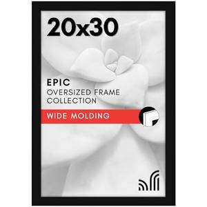Americanflat 20x30 Poster Frame with Polished Plexiglass - Black Picture Frame - Wide Photo Frames Made of Engineered Wood for Vertical or Horizontal Wall Display - Epic Collection - Black