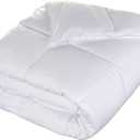Superior Brushed Microfiber Solid Comforter, Down Alternative Bedding, Reversible, Medium Weight, Fluffy, Decorative, Duvet Insert, Oversized Blanket, Box Quilt Design, Queen, White