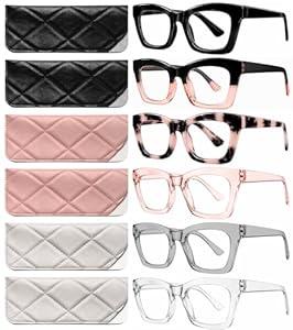 CCVOO 1.5 Style Reading Glasses for Women, Stylish Eyeglasses, Blue Light Readers, Cheaters, (A1 Mix)