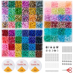 6MM Glass Beads Kit for Jewelry Making - 3 Box Set 72 Colors, 3000pcs Round Colorful Beads for DIY, Beads for Bracelets, Gifts for Teen Girls