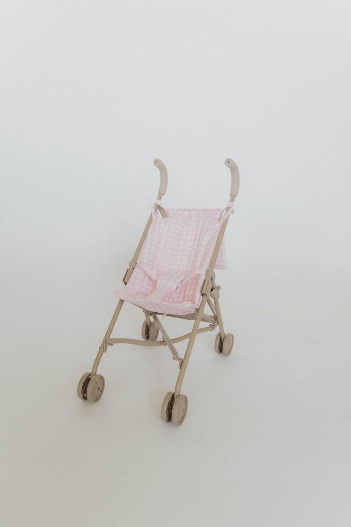 Doll Stroller – Neutral Color Lightweight & Flexible Stroller - Baby Doll Stroller for Kids 3+ - Chic Floral Print - 22" (Pink Gingham), Standard