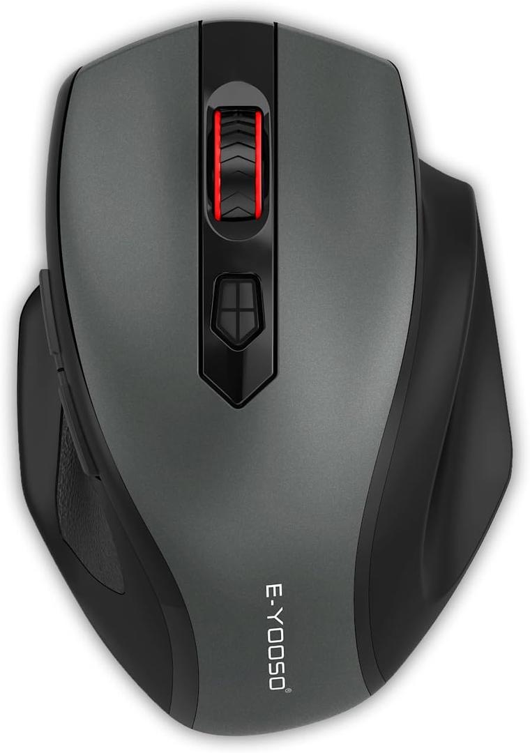 E-YOOSO Bluetooth Mouse, 4000 DPI Dual Mode (BT5.0, 2.4G) Wireless Mouse, Large Ergonomic Optical Computer Mouse, 6 Buttons Big Mice for Laptop, Mac, PC, Chromebook, iPad, Tablet (Gray(BT+2.4G))