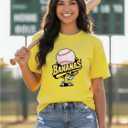 Banana Shirts Baseball Shirt Baseball Player T-Shirts Team Women Baseball Mama Tee Funny Baseball Fan Short Sleeve Top (Yellow) Small