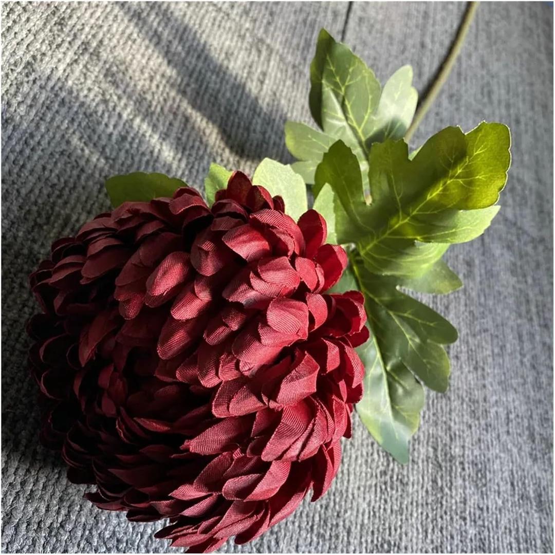 Artificial Bouquet 5 PCS Chrysanthemum Artificial Flowers Home Hotel Decoration Vase Silk Flower Pastoral Style Room Artificail Flower Arrangement Home Decoration (Color : Red 5PCS)
