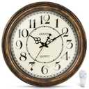 Geevon Vintage Wall Clock, Silent 18" Non Ticking Retro Round Clock Quartz Decorative Battery Operated Wall Clock for Kitchen, Office, Bedroom, Living Room, Classroom, Decor
