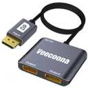 DisplayPort to Dual DisplayPort Splitter 1 in 2 Out | 4K60Hz, DP Source to DP Splitter Extended Display port splitter for Dual monitors, for Desktop,NVIDIA, AMD Graphics Card - MACOS Not Support MST