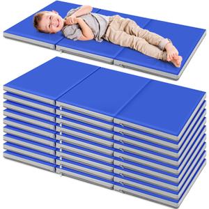 Wesiti 10 Pcs Bulk Kid Nap Mat for Preschool Daycare, Foldable
1.37" Thick 3 Section Sleeping Mats for Toddler, Waterproof, Kindergarten Classroom Back to School Supplies, 47"L x 24" W