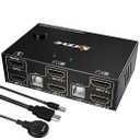 Dual Monitor KVM Switch HDMI 2 Port 4K@60Hz, MLEEDA USB HDMI Extended Display Switcher for 2 Computers Share 2 Monitors and 4 USB 2.0 Hub, Desktop Controller and USB HDMI Cables Included