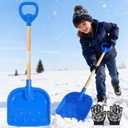 Kids Snow Shovel Adjustable 22-32 Inch Detachable Wooden Handle with Plastic D-Grip Handle and Scoop Includes Child Winter Gloves Lightweight Plastic Shovels for Snow Removal