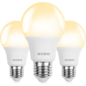 BUBO A19 LED Light Bulbs, 60 Watt Equivalent LED Bulbs, Soft White 2700K, 800 Lumens, E26 Standard Base, Non-Dimmable, 8W Soft White LED Bulbs for Bedroom Living Room Home Office, 3 Pack