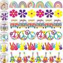Sayglossy 6 Rolls 197 ft Hippie Party Tie Dye Border Trim Classroom Border Decor Teacher Bulletin Board Decorations for School Office Desks Windows Doors Lockers Decorations (Retro Tie-dye)