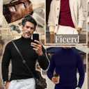 Ficerd 3 Pack Men's Turtleneck Shirts, Long Sleeve Cotton Pullover Sweaters Mock Neck Knitted T-Shirt Basic Slim Fit Tops (L)