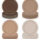 100Pcs Brown Paper Plates 9 Inch Gradient Brown Color Plates Disposable Round Dessert Plates Brown Party Tableware Solid Color Paper Plates Winter Table Decors for Birthday Gatherings Outdoor Party