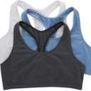 Hanes Women's Racerback Cotton T-Back Bralette (3 Pack) (Medium)
