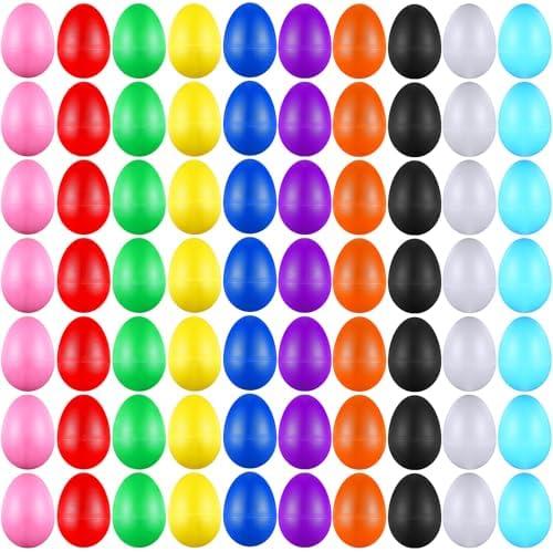 Yeshone 100 Pieces Egg Shakers Bulk Musical Instruments Percussion Maracas Egg for Kids Toys Plastic Shaker for Learning DIY Painting, Classroom Music, Rhythm(10 Color)