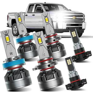 AWALITED Fits for 2007-2015 Chevy Silverado 1500 2500 3500HD High Low Beam Fog Lights Bulbs Combo, 6000K White Plug-and-Play Super Bright Light Bulbs, Pack of 6