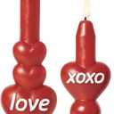 WDS WONDROUS Flameless Heart Candles Set of 2, Red LED Valentine's Day Candles - Battery Operated Love & XOXO Heart Shaped Candle for Home Decor, Wedding, Gift for Her