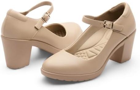 Cusolemore Mary Jane Heels with Arch Support, Closed Round Toe Chunky Pumps for Women, Comfortable Block Heel Dress Shoes Size 10