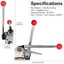 UpJiaFlarish Stainless Steel Banding Tool,Strapping Tool & Banding Stapping Kit - Tensioner & Crimper & Cutter Combination Set and No Buckle Needed Metal Packaging Width 1/2-3/4 inch