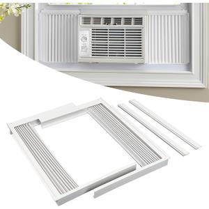 Forestchill Window Air Conditioner Side Panel with Frame, Room AC Accordion Filler Curtain Kit Replacement, Include Window AC Side Panels & Frames, Fit Most 5,000 BTU Units