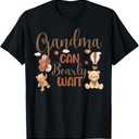 Grandma Can Bearly Wait Bear Gender Neutral Boy Baby Shower T-Shirt (Small, Black)