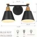 FEMILA Black Bathroom Light Fixtures, 2-Light Bathroom Vanity Lights Over Mirror with Hammered Metal Shade, Modern Wall Sconces Lighting for Kitchen Bedroom Living Room, 4FG59B-2W BK
