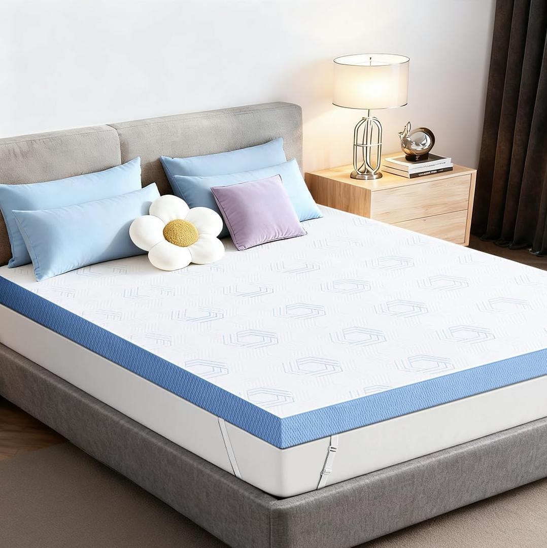 Extra Firm Mattress Topper Full: 3 Inch High Density Bed Topper, Extra Support Mattress Pad for Back Pain Relief, Breathable Washable Cover with Anti-Slip Straps, CertiPUR-US Oeko-Tex Certified 75x54