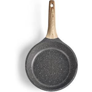 Caannasweis Nonstick Granite Frying Pan Skillet, Non Stick Omelette Frying Pans, Omelet Egg Pan, Stone Cookware Chef's Pan, Induction Compatible, PFOA Free (Gray, 8 Inch)