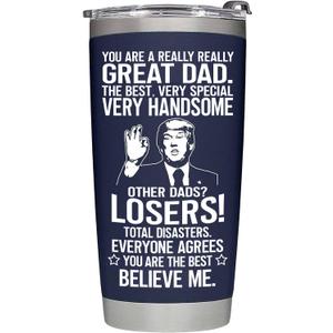 LINQUO Gifts for Dad from Daughter, Son, Kids on Fathers Day, Christmas, Birthday - Funny Fathers Day Tumbler - Present for Father - Dad Tumbler 20oz Stainless Steel