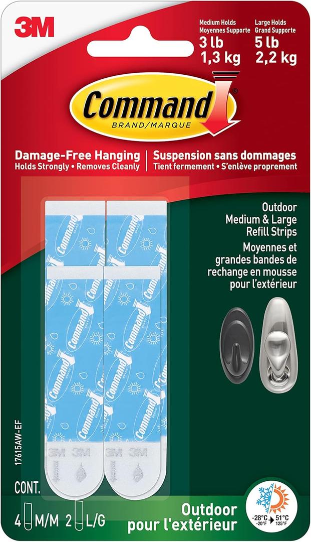 Command Plastic 17615AW-ES-E 051141976914 Outdoor Refill Strips, 4, White
