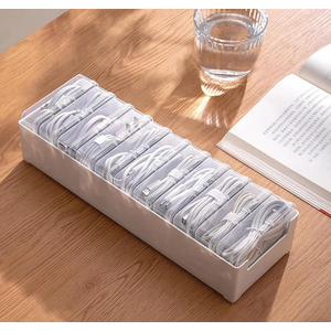 11 Box Cable Organizer Storage Box, Desktop Cable Management with Switch, Power Cord Organizer for Office,Home,Desk Accessories Storage Stationery Supplies and Accessories（White）