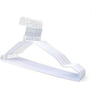 White Wire Notched Hangers Space Saving Metal Coat Hanger Suit Notch Hangers with Trouser Bar Clothes T-Shirt Dress Hanger with Notch (White, 30)