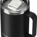 14 / 24oz Insulated Coffee Mug With Handle, Break & Scratch Resistant lid With Detachable Slider, Stainless Steel Vacuum Insulation Tumbler, BPA Free - Thoughtful Gift - Thoughtful Gift - Black