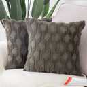 MADIZZ Set of 2 Soft Plush Short Wool Velvet Decorative Throw Pillow Covers 26x26 inch Dark Taupe Square Luxury Style Cushion Cases European Pillow Shell for Sofa Bedroom