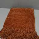 CozeCube Chenille Throw Blanket for Couch, Cozy Plush Fuzzy Decorative Rust Orange Blanket with Fringe Tassels, Lightweight Throws for Bed Sofa Gift Home Decor, 50"X60"