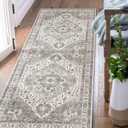 jinchan Runner Rug 2x8 Washable Hallway Rug Indoor Grey Taupe Vintage Kitchen Mat Ultra-Thin Lightweight Accent Non Slip Carpet for Bathroom Laundry Room Bedroom