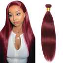 Straight Bundles Human Hair 22 Inch Burgundy Color #99j Wine Red Single Bundle Human Hair Straight Weave 100g Per 1 Bundle Virgin Hair Extensions for Black Woman