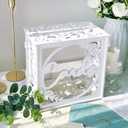 OurWarm White Wedding Card Box for Receptions, PVC Gift Card Box for Wedding with Acrylic Windows, Rustic Envelope Money Gift Box for Anniversary Bridal Baby Showers Graduation Birthday Party