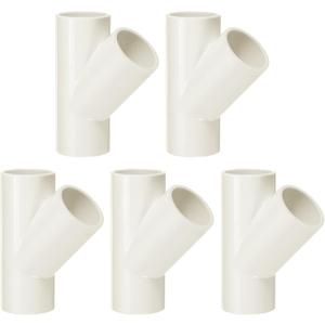 MECCANIXITY 10 Pcs PVC Fitting, 3 Way 45 Degree 1" 0.98" PVC Connectors PVC Elbow PVC Pipe Fittings PVC Coupling PVC Furniture Corner Connector for DIY Garden Support Structure, White