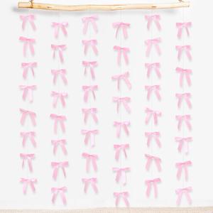 Pink Satin Ribbon Bow Hanging Garland, Bow Garland Bows Party Hanging Decortions, Girls Bows Birthday Baby Shower Decorations, Tying The Knot Bridal Shower Bachelorette Party Decor