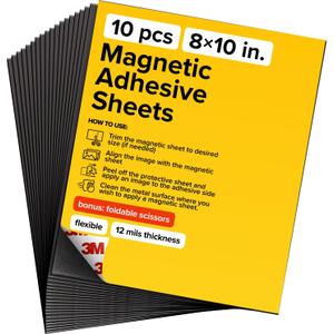 DIY Craft Magnetic Sheets with adhesive backing - 8x10" 10 pack Adhesive Sheets for Magnetic Stickers and Photos - 100% Customizable (8x10" 12 mils)
