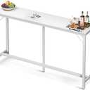 ODK 71 Inch Bar Table, Bar Height Pub Table, Counter Height Bar Table, Rectangular High Top Kitchen & Dining Counter Tables with Sturdy Legs & Easy-to-Clean Top, White