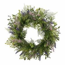 HH SPRING FLORAL WREATH PINK PURPLE 22IN