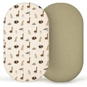 lulumoon Muslin Bassinet Sheets Baby: Cotton Bassinet Fitted Sheets for Boys and Girls - Bassinet Sheets for Oval Rectangle or Hourglass Mattress