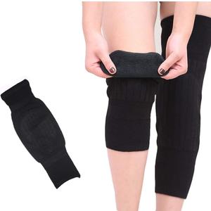 Unisex Cashmere Knee Brace Pads Knee Warmers Thicken Lengthen Breathable Elastic Knees Sleeves Support Protector (Black)