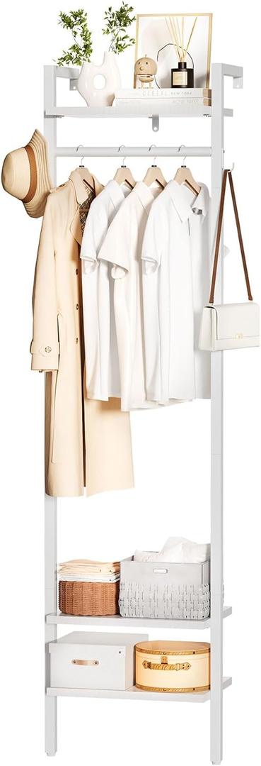 YMYNY Coat Rack Wall Mounted, 70.87H Clothes Garment Rack, Freestanding Tall Closet Organizer,Industrial Clothes Stand for Entryway Hallway Bedroom White UHGR003W