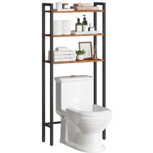 HOOBRO Over The Toilet Storage, 3-Tier Bathroom Organizer Shelf Over Toilet, Freestanding Bathroom Storage Shelves, Space Saver, Easy to Assemble for Room, Rustic Brown and Black BF41TS01